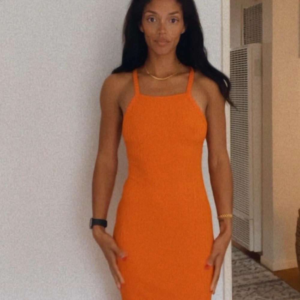 Zara knit midi dress orange